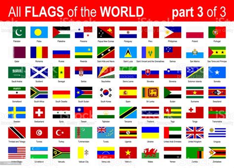 All World National Flags Icon Set Alphabetically Part 3 Of 3 Vector