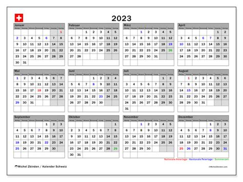 Kalender 2023 Zum Ausdrucken “39ms” Michel Zbinden Ch