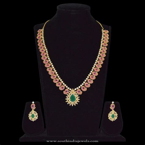 1 gram gold ruby emerald necklace sets south india jewels