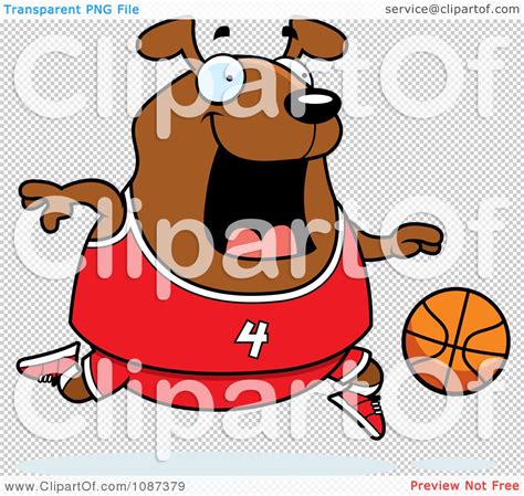 Clipart Chubby Dog Playing Basketball Royalty Free Vector