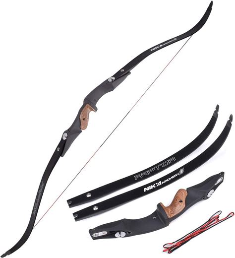 Nika Archery Hunting Recurve Bow Raptor Ilf Limbs 60 20 50lb Black