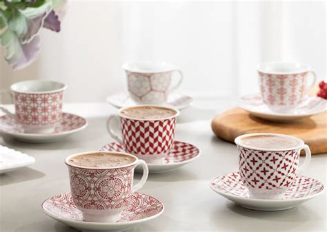 6x Porcelain Espresso Cups And Saucers Set Turkish Coffee Cup Etsy