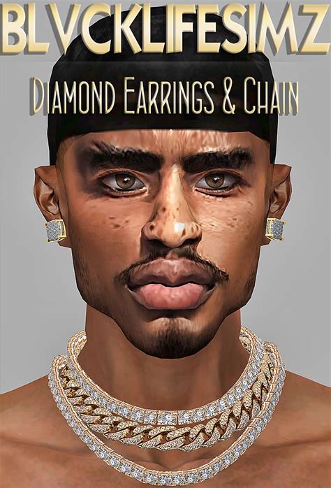 Bls Diamond Earrings And Chain Sims 4 Male Clothes Sims 4 Toddler