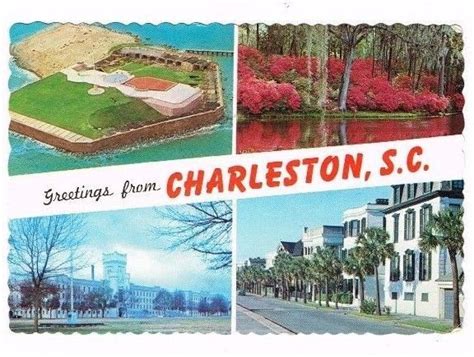 South Carolina Postcard Greetings Charleston Sc Banner Pc Chrome
