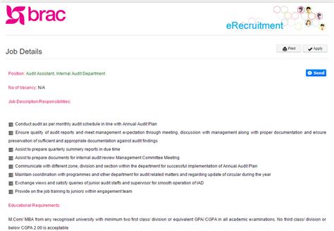 Accounting assistant job posting site for singapore, singapore, woodlands, europe, de, me / asia, uk, london, uae/dubai, sa, ireland, india, canada. BRAC - Post Title: Audit Assistant, Internal Audit ...