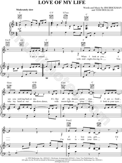 Michael W Smith Love Of My Life Sheet Music In C Major Transposable