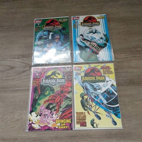 Set Of 4 Vintage Jurassic Park Comic Books 1994 Topps Jurassic Etsy
