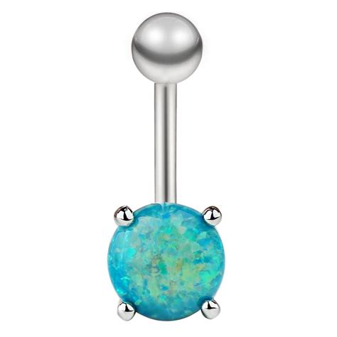 Vcmart Opal Sparkle Belly Ring L Surgical Steel Navel Ring Different