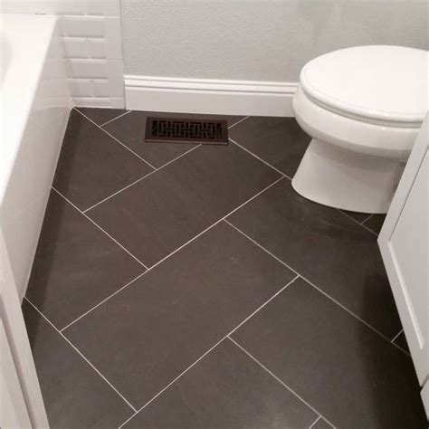 Bathroom floor tiles can add texture, pattern, colour and interest to your room. 12x24 Tile Bathroom Floor. Could use same tile but ...