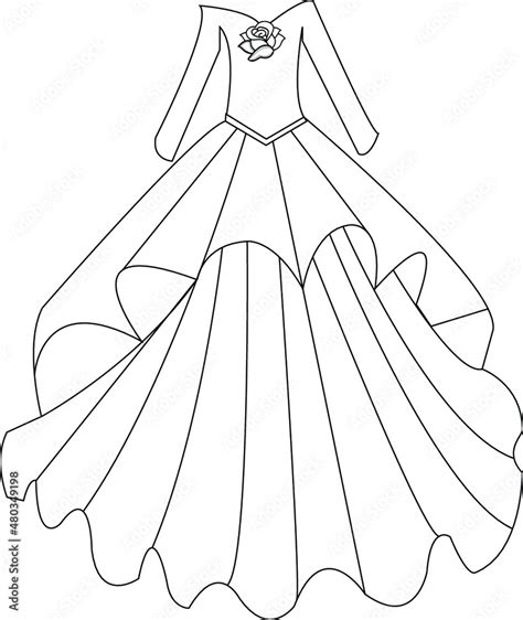 Illustration Of A Dress Dress Coloring Page Gown Line Art Stock