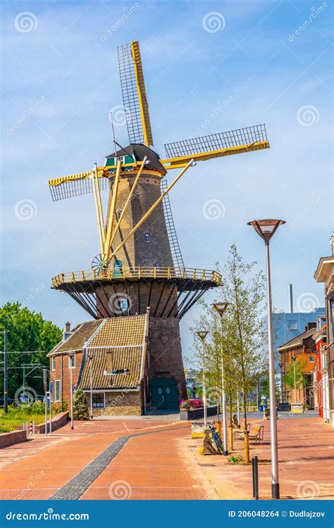Molen De Roos Windmill In Delft Netherlands Editorial Stock Image Image Of Traditional