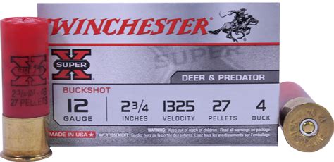 winchester ammunition super x 12 gauge 2 75 4 buck buckshot 27 pellets 5 round box xb124 25718
