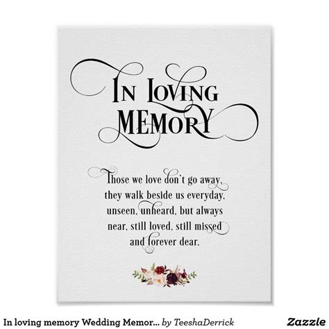 In Loving Memory Wedding Memorial Table Sign V5 Zazzle Wedding