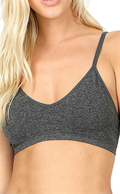 happibee v neck padded bralette sports bra crop top criss cross cleavage sexy gym workout
