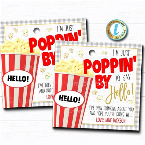 Popcorn T Tag Poppin By To Say Hi Neighbor Friend Coworker Staff