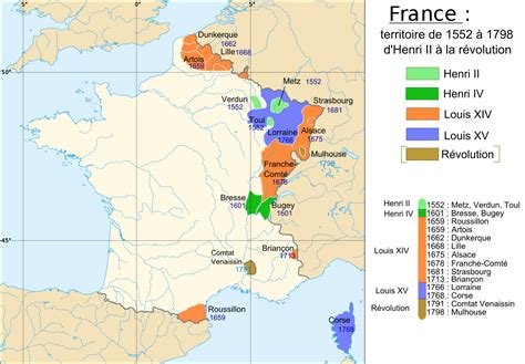 Carte De Lévolution Du Royaume De France De La Renaissance à La Révolution