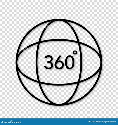 360 Degree Virtual Panorama View Icon Vector Stock Illustration