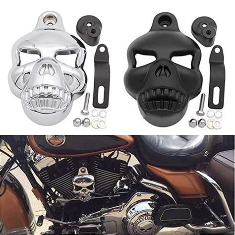 Motorcycle Aluminum Skull Horn Cover Cowbell For Harley Dyna Sportster