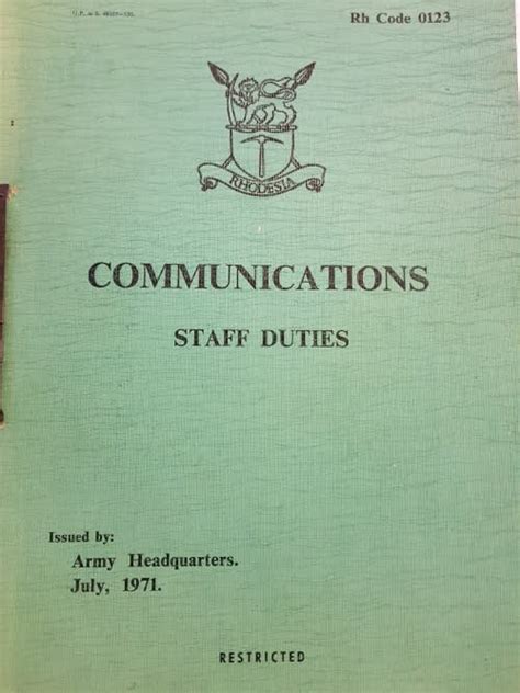 Documents And Literature Rhodesia Rhodesian Army Communications Manual