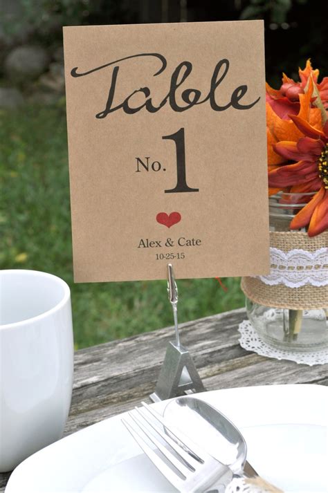 Rustic Wedding Table Numbers Personalized Wedding