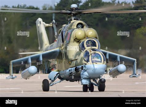 Mil Mi 24p Attack Helicopter Of The Russian Air Force Taxiing Kubinka