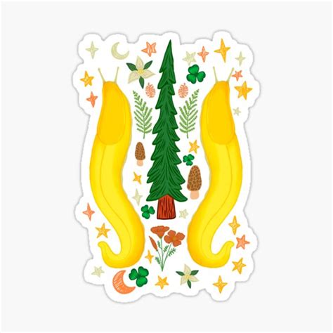 Banana Slug Folk Art Sticker For Sale By Cattgdesigns Redbubble