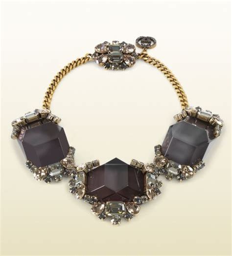 Gucci Necklace In Metal With Black Resin Black And Grey Strass In Black