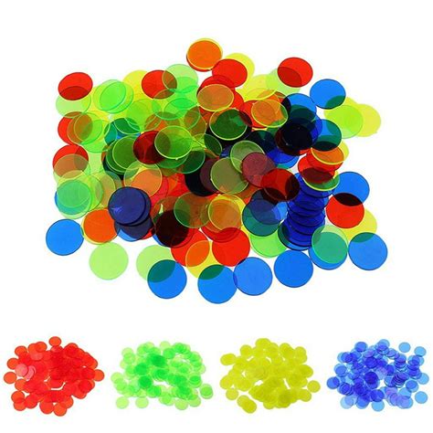 Yesbay 100pcs 19mm Bingo Chips Transparent Color Counting Math Game