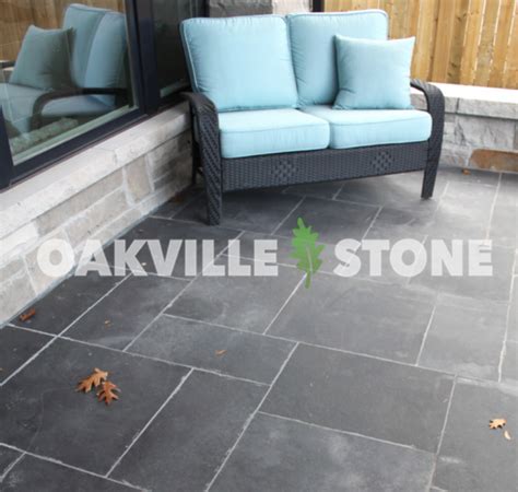 Front Porch Stone Front Yard Limestone Paving Black Tiles Oakville