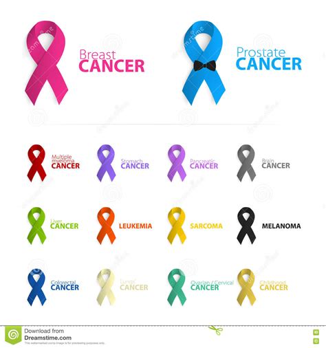 Wearing a pink ribbon means that you are representing breast cancer patients who are battling the disease and. Isolated Colorful Ribbon Logo Set On The White Background ...