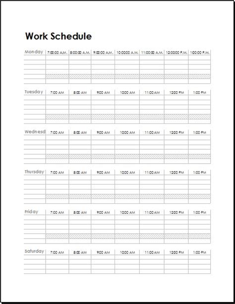 Work Schedule Templates For Employees Word And Excel Templates