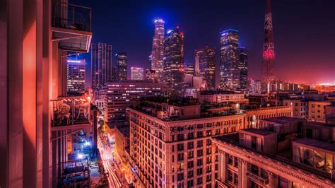 fondos de pantalla paisaje urbano noche horizonte rascacielos balcón los angeles
