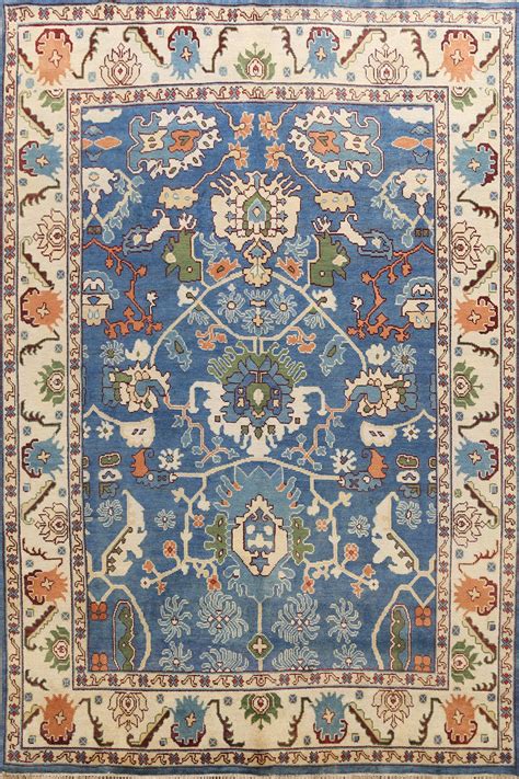 Blue Floral Traditional Oriental Area Rug Wool Hand Knotted Living Room