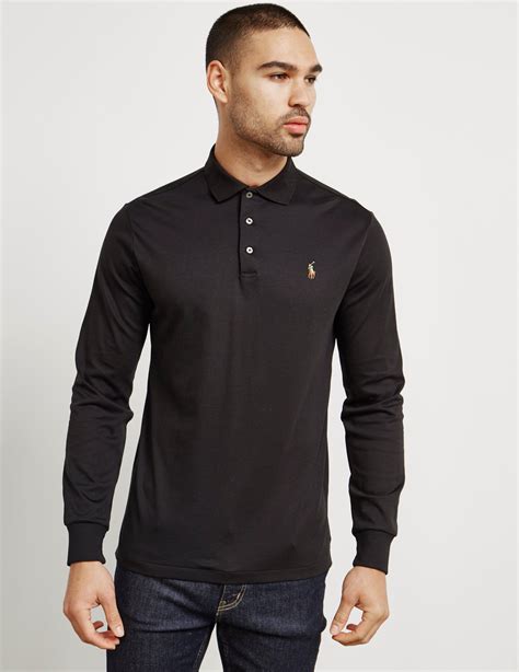Polo Ralph Lauren Mens Pima Cotton Long Sleeve Polo Shirt Black For Men Lyst