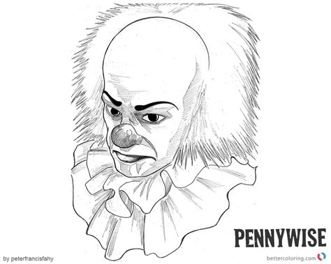 Pennywise Coloring Pages Fan Art Black And White Clipart Free