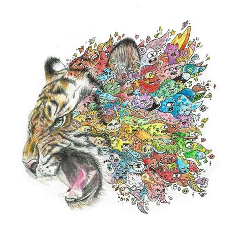 Tiger Doodle Vexx Aruku Wallpaper