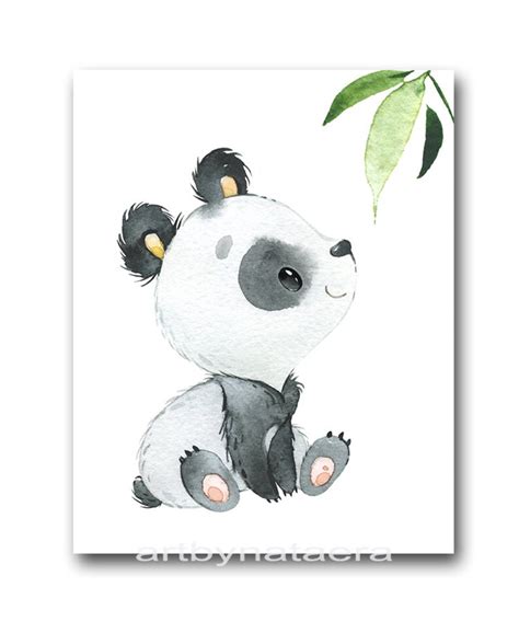 Panda Poster Set Of 3 Canvas Print Gray Panda Nursery Wall Etsy