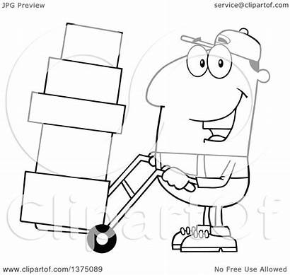 Moving Delivery Boxes Clipart Dolly Royalty Vector