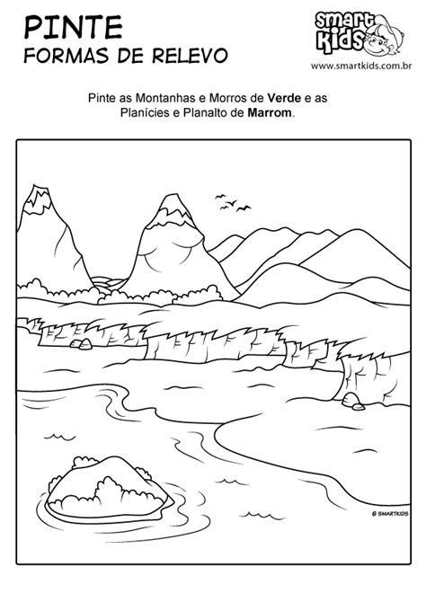 A Coloring Page With Mountains And Water In The Background As Well As