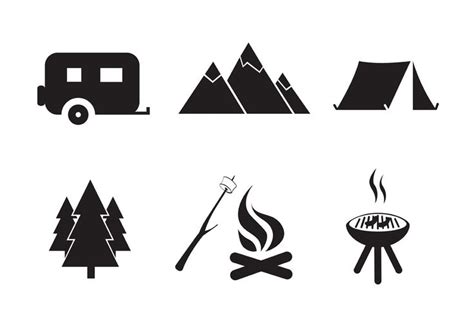 Six Different Camping Icon Vectors That Would Be Perfect For Outdoor