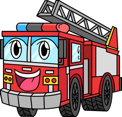Firetruck With Face Vehicle Cartoon Clipart 11416474 Vector Art At Vecteezy