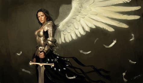 Angel Warrior Armor Sword Wings Fantasy Girls Wallpaper 1920x1118