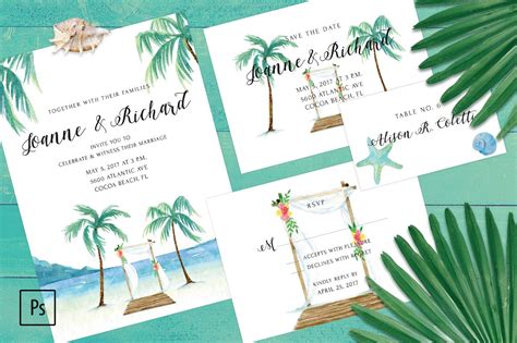 Beach Wedding Invitation Kit Creative Wedding Templates