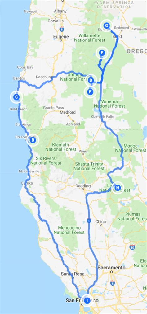 Map Of Northern California And Southern Oregon