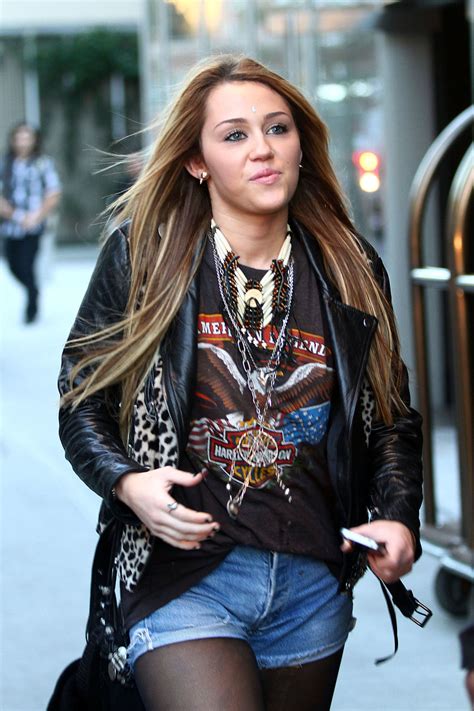 Miley Cyrus Denim Shorts Candids Leaves Hotel In New York GotCeleb