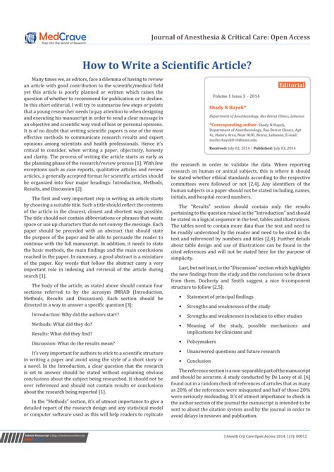 Pdf How To Write A Scientific Article