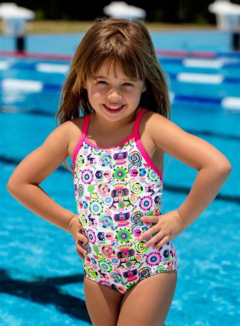 Toddler Girls One Piece Swimsuit Crazy Critters Cute Kids Fashion