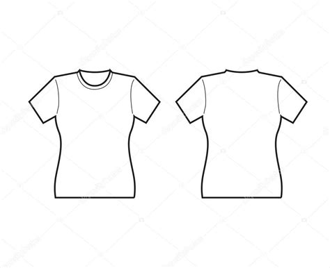 Download Female White T-shirt template front and back — Stock ...