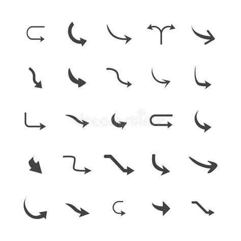 Vector Illustration Of Curved Arrow Icons 25 Curved Arrow Icons Set