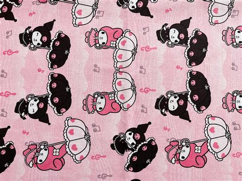 5787 My Melody And Kuromi Cotton Fabric 43 Inch Width X 12 Yard Length
